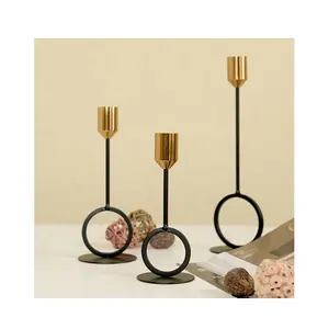 Wholesale Metal Black Simple Modern Taper Candlestick Holders Wedding Bar Party Decor Candle Holder