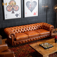 Canapé Chesterfield en cuir véritable marron, fauteuil individuel de luxe fait main pour salon de villa moderne, mobilier d'hôtel