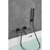 Best-seller Ensemble de robinet de baignoire en laiton massif Robinet de baignoire mural Pistolet Robinet de baignoire noir avec douchette.