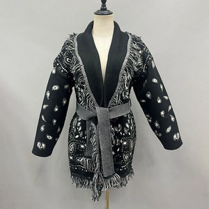 Cardigan Lungo da <span class=keywords><strong>Donna</strong></span> Stile Vintage Jancoco, Morbido Cashmere Lavorato a Maglia, Maglione Casual Stampato - Product Image 6