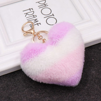 Porte-clés en peluche cœur d'amour rouge multicolores élégants, mignons et moelleux, pendentifs de sac, décorations de voiture douces, cadeaux pour filles