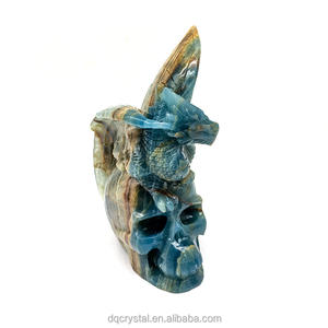 Оптовая продажа, натуральный голубой оникс, череп ручной работы, голубой Хрусталь, Череп, головка оникса, резьба для украшения и продажи - Product Image 2