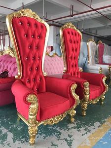 <strong>Red</strong> <strong>Velvet</strong> High Back King Throne <strong>Chairs</strong> - Product Image 5