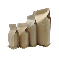 Sachet d'emballage alimentaire refermable, étanche à l'humidité, en papier kraft, avec fermeture éclair, fond carré et soufflet, type boîte