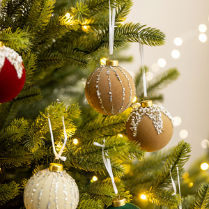 <span class=keywords><strong>Bolas</strong></span> de <span class=keywords><strong>Navidad</strong></span> Flocadas, 12 Piezas, 6 cm, Caja de <span class=keywords><strong>Bolas</strong></span> de <span class=keywords><strong>Navidad</strong></span> <span class=keywords><strong>Rojas</strong></span> Champán, Adornos Colgantes para Árbol de <span class=keywords><strong>Navidad</strong></span>, Decoraciones Festivas - Product Image 4
