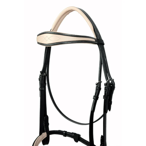 Padded Fancy Stitched Leather Jump Bridle | Premium Buffalo Leather Soft Padded Anatomic Design Bridle For Sale - Product Image 2