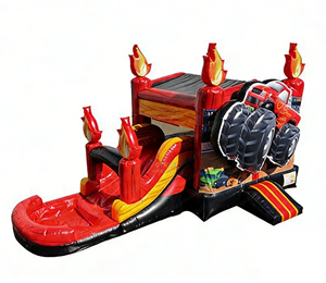Castillo Inflable de PVC de Grado Comercial con Diseño de Camioneta Monstruo con <span class=keywords><strong>Llamas</strong></span>, 4mx4mx4m, Capacidad de 500KG, Fácil de Instalar - Product Image 4