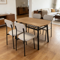Ensemble de salle à manger simple avec table en MDF+PVC et 4 chaises, pour intérieur, DS-116-F