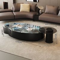 Table basse ovale moderne en pierre frittée de luxe italienne, durable, décorative, simple, pour la maison
