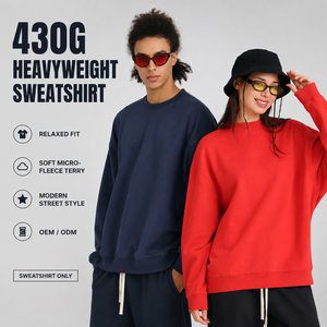 <span class=keywords><strong>Felpa</strong></span> in Spugna Francese Spazzolata 430G, <span class=keywords><strong>Felpa</strong></span> Oversize con Collo Tondo per Uomo, Streetwear Personalizzato, Produttore OEM - Product Image 2