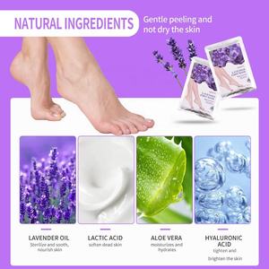 Masque exfoliant pour les pieds à la lavande, marque privée, en gros, pour éliminer les peaux mortes et les callosités, lissant et soignant les pieds - Product Image 5