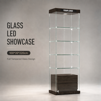 Vitrine LED en verre pour magasin de détail avec éclairage et verrouillage, personnalisable avec logo, pour centres commerciaux et usage commercial