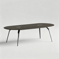 Table de réunion et chaises de bureau modernes en bois et MDF de forme ovale, ensemble de table de conférence pour 8 personnes