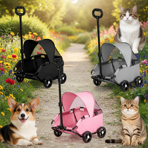 Nouvelle poussette pliable légère pour petits animaux, chariot pour chiens et chats, pour petits chiens, chats, Teddy, bébés, 4 roues - Product Image 1
