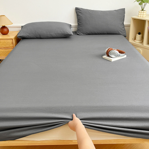 Sábana Ajustable de Algodón Lavado de Color Sólido con Bandas Elásticas Antideslizantes, Cubre Colchón Ajustable Estampado para Cama Doble King Queen - Product Image 3