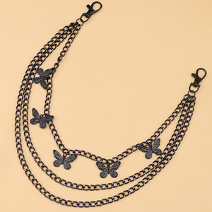 โซ่คาดเอวรูปผีเสื้อ สีเข้ม หลายชั้น โลหะผสมสังกะสี แฟชั่นฮาโลวีน โซ่ประดับร่างกาย สไตล์สตรีท Y2K - Product Image 3