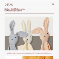 Prix de gros : Doudou lapin tricoté doux pour bébé en pur coton, serviette de confort, mouchoir et couverture