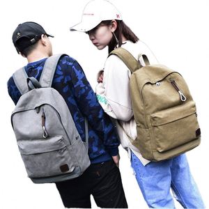 High Quality Leisure <b>Canvas</b> Laptop <b>Backpack</b> Vintage Unisex College Student Travel <b>Backpack</b> With Custom Logo - Product Image 2