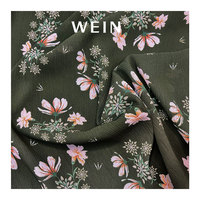 WI-B05 neue Ankunft Chiffon Material Stoff Digital gedruckt Schwarzgrün 100% Polyester Floral Crinkle Chiffon Stoff für Kleid