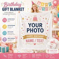 Couverture personnalisée avec photo de bébé, en flanelle douce, cadeau d'anniversaire pour nouveau-né et enfant, vente en gros OEM ODM