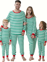 Ensemble de pyjamas de Noël assortis pour la famille, pyjamas rayés, imprimé sapin de Noël et rennes, vêtements de nuit doux et respirants, tenue à manches longues pour la famille