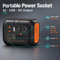 Station d'alimentation portable 296Wh 300W, alimentation 80000mAh AC DC USB-C, charge sans fil 10W, LED pour le camping, la randonnée et la secours en extérieur