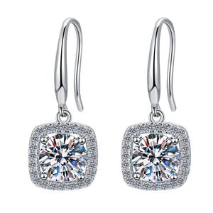 Pendientes Clásicos Cuadrados de Diamante Cz Vintage Moissanite 0.5CT-2CT Plata de Ley 925 Modernos Vintage para Compromiso de Mujer - Product Image 3