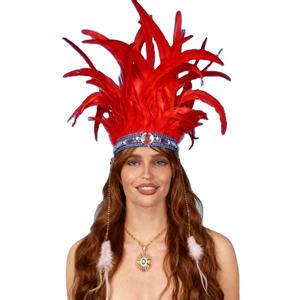 Hiasan Kepala Suku Warna-warni Buatan Tangan dengan Bulu Berwarna untuk Wanita Dewasa, Aksesoris Kostum Halloween - Product Image 1