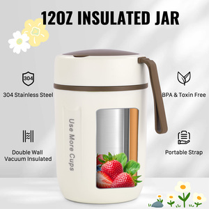 12oz Insulated Food Jar 304 Stainless Steel Vacuum Thermos with Foldable Spoon Leak Proof BPA Free for Hot Food <b>Soup</b> Oatmeal - Product Image 2