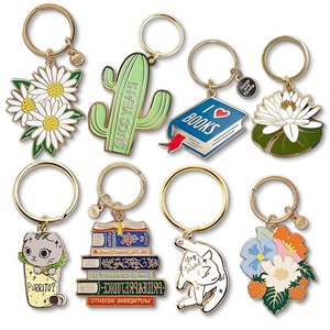 Llaveros de metal chapados en oro con esmalte suave al por mayor, personalizables con diseño de flor para decoración de bolsos - Product Image 4