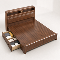 Cadre de lit plateforme moderne en bois massif avec rangement à ouverture latérale pour mobilier de chambre King Queen