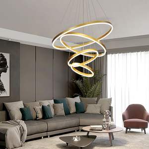 Zèle éclairage cercle design lustre en acier inoxydable anneau or moderne led suspension - Product Image 4