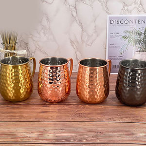 Mug à bière Moscow Mule personnalisé en acier inoxydable plaqué cuivre martelé, gravé, pour fêtes et bureau - Product Image 3