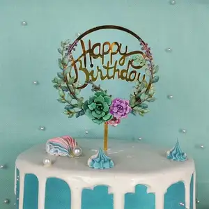 Gold Acryl Blumen dekoration Geburtstags feier Personal isierung Hochzeit Cake Toppers