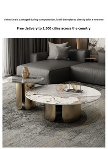 Rock Plate Coffee <b>Table</b> <b>Set</b> Italian Style Light Luxury Modern Living Room Small Apartment Customizable Home Furniture - Product Image 4