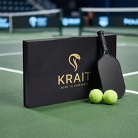 Boîte cadeau magnétique en carton recyclable avec poignée de transport de luxe, étui d'emballage haut de gamme pour set de raquettes de pickleball, doublure en éponge