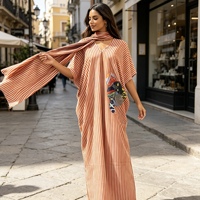 Nouvelle Robe Longue Africaine Rayée Tendance Été en Polyester avec Imprimé Ethnique Bubu