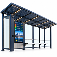 Abri de bus modulaire préfabriqué sur mesure avec verre trempé, arrêt de bus intelligent, structure en acier préfabriquée, abri d'attente pour bus