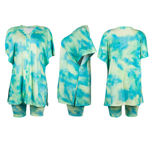 Vente en gros, dropshipping, pyjama pour femmes et filles, manches courtes, taille élastique, imprimé logo des îles Marshall - Product Image 5