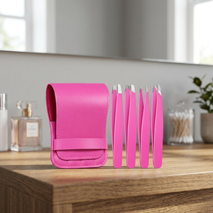 Juego de Pinzas para Cejas de Acero Inoxidable Rosa, Punta Puntiaguda, Estilo Moderno y Duradero, con Estuche - Product Image 2