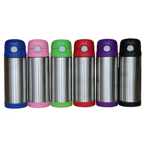 Shengming customized 350ml bounce cover with straw thermos insulated double-wall stainless steel thermos flask for children