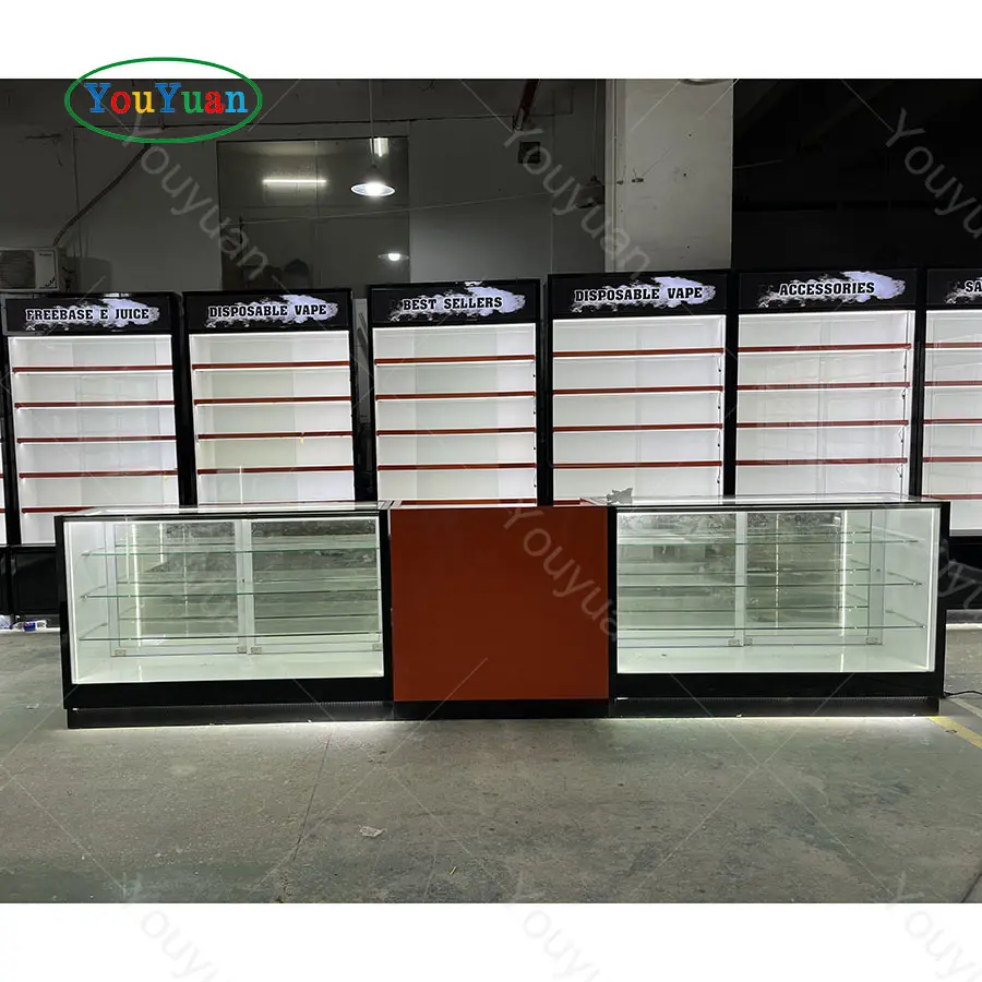 Retail store display showcase cigar store display cabinet with fancy smoke shop counter top display case