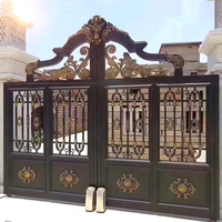 Entrée en alliage d'aluminium antivol à double porte de campagne moderne pour cour rurale bois acier verre matériel en stock