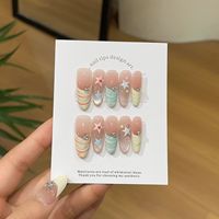 Kit de Faux Ongles Longs en ABS, Forme Amande, Blanc Diamant, avec Autocollants Étoiles Françaises, Réutilisables, Vente en Gros OEM ODM