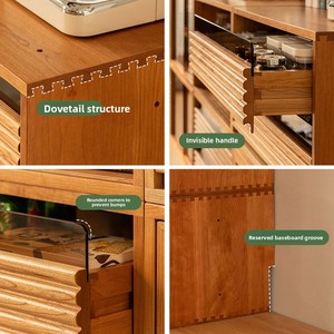 Mueble Combinado de Madera de Cerezo Maciza, Estilo Japonés Multifuncional, Soporte para TV, Librería, Moderno, para Ventana, Mesita de Noche - Product Image 4