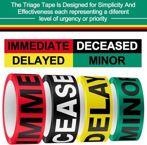8 rouleaux de ruban de triage d'urgence 1,5 po x 200 pi, codé par couleur (noir/rouge/jaune/vert) pour l'identification des victimes, les services d'ambulance et les interventions en cas d'incidents massifs - Product Image 3