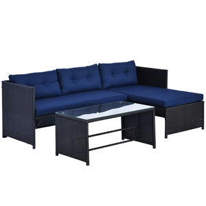 Set di Mobili da Esterno <span class=keywords><strong>in</strong></span> Rattan PE a 3 Pezzi, Divano a L con Chaise Longue e Tavolino <span class=keywords><strong>in</strong></span> Vetro Temperato - Product Image 4