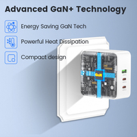 Chargeur multi-ports GaN 65W TKT en gros, prise UK, PD 3.0 QC 4.0, charge rapide pour iPhone, adaptateur secteur pour ordinateur portable, fournisseur ODM