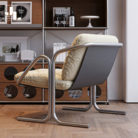 Chaise moderne et simple de loisirs pour salon avec repose-pieds Meubles de chaise longue en tissu avec cadre en métal pour chambre d'hôtel