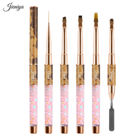 Ensemble de pinceaux à ongles personnalisés avec logo, pinceaux gel plats à texture de nœud en bois, manche liquide, pour gel de construction et hard gel